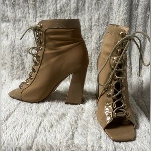 Lace-Up open-toe booties